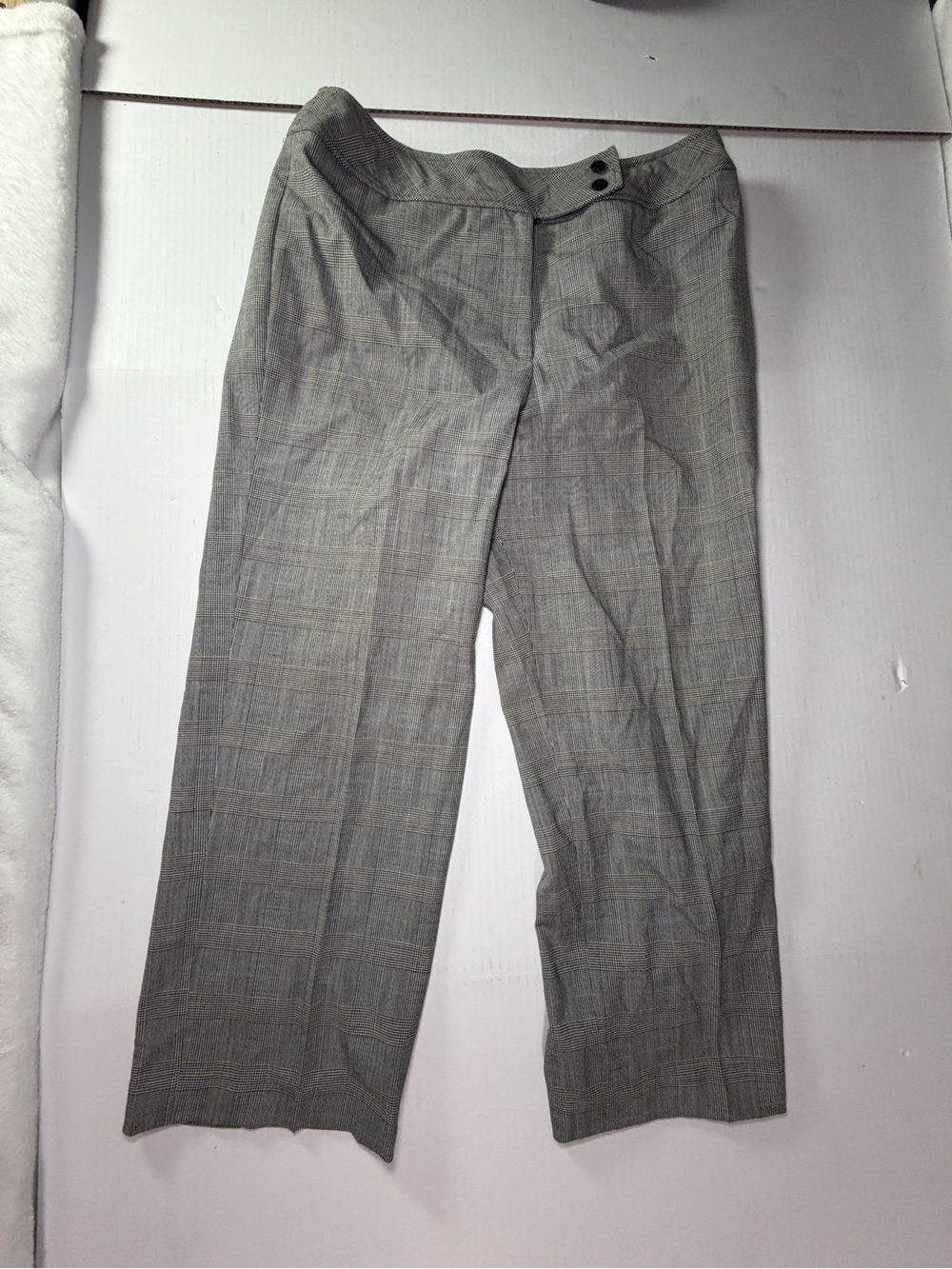 Talbots Gray Plaid Wide-Leg Trousers